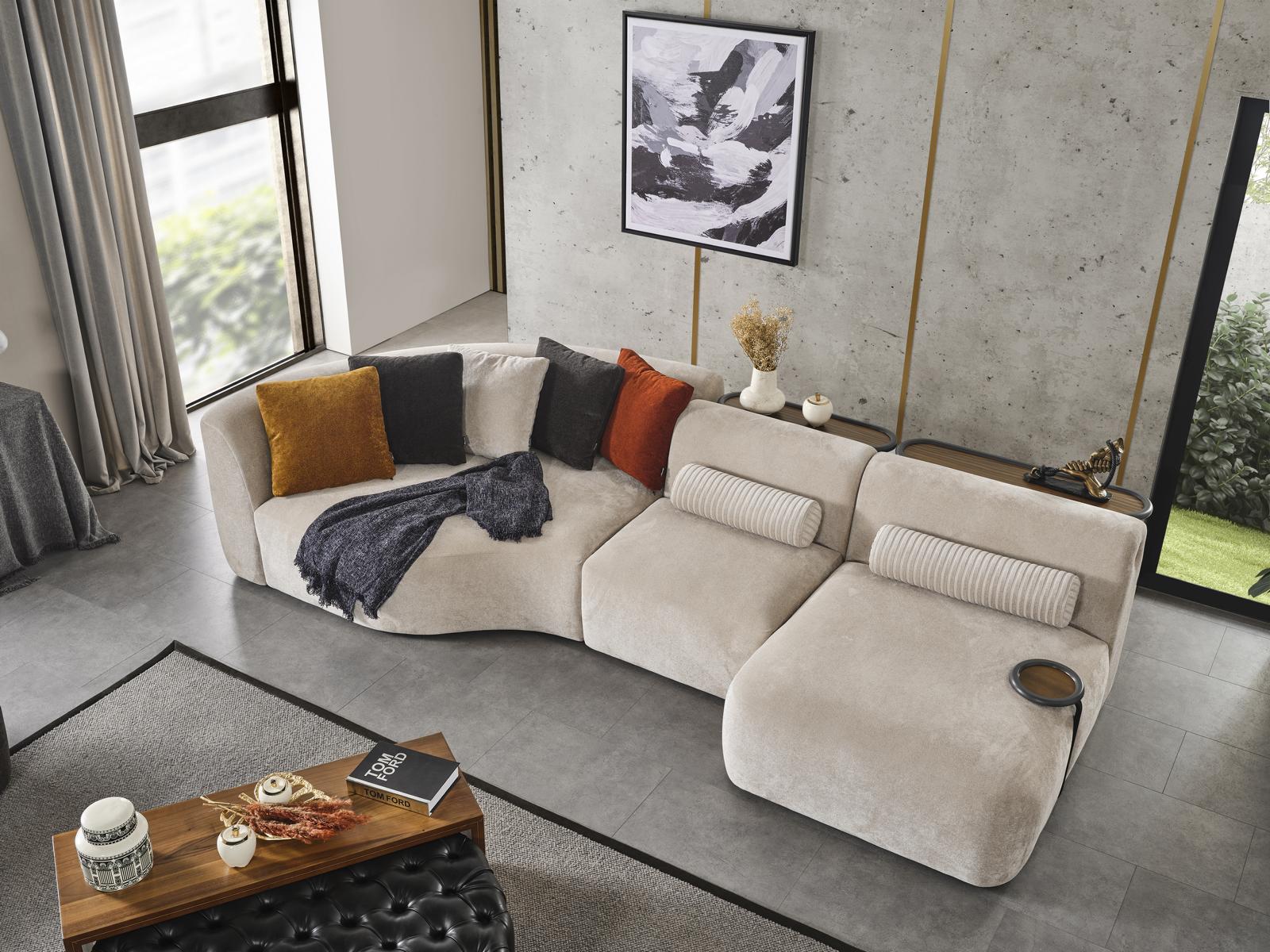 Ecksofa L Form Design Couch Holz mit Textil Polster neu MÃ¶bel weiÃ