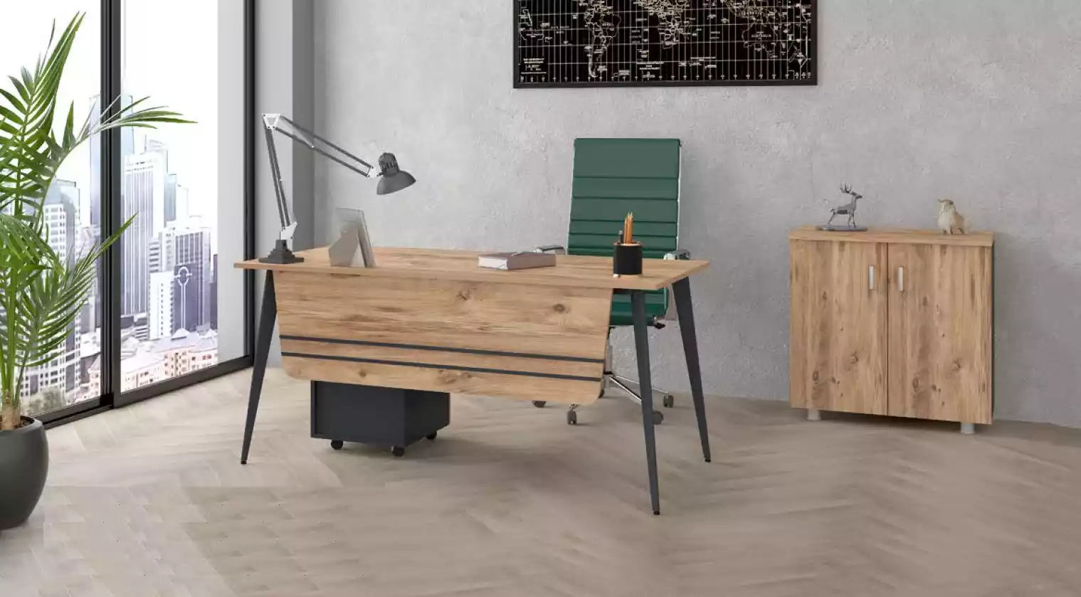 Tisch BÃ¼ro Set Garnitur Schreibtisch mit Aktenschrank Komplett 2tlg
