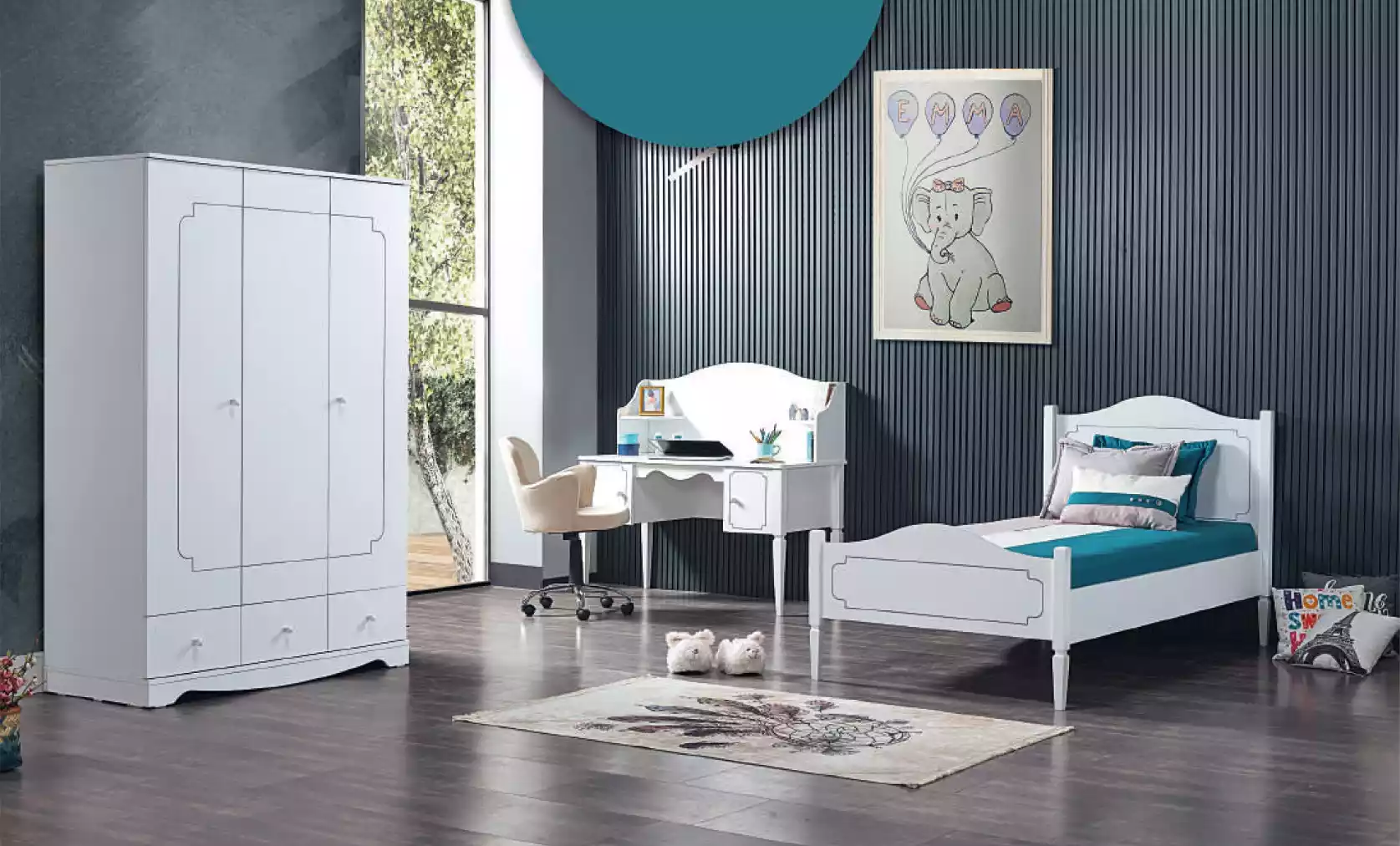 Komplettzimmer Schlafzimmer MÃ¶bel Schreibtisch Bett Schrank 3tlg.