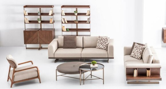 Moderne Sofagarnitur Dreisitzer Zweisitzer Set Luxus StoffmÃ¶bel Grau