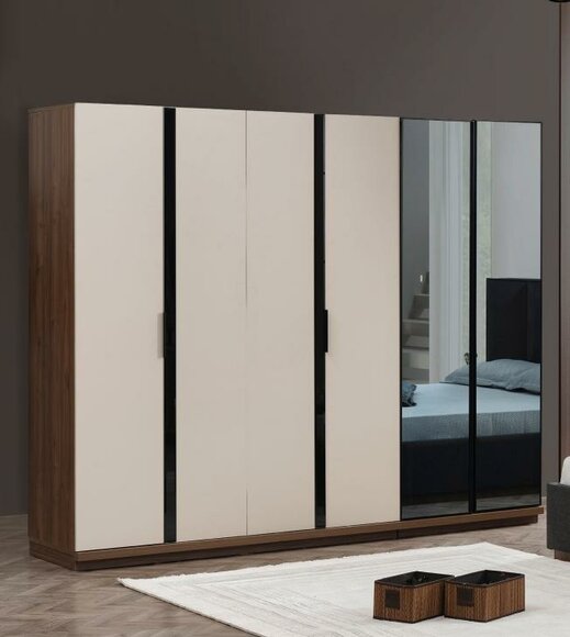 Kleiderschrank Schlafzimmerschrank Holzschrank Holz Beige Modern GroÃ