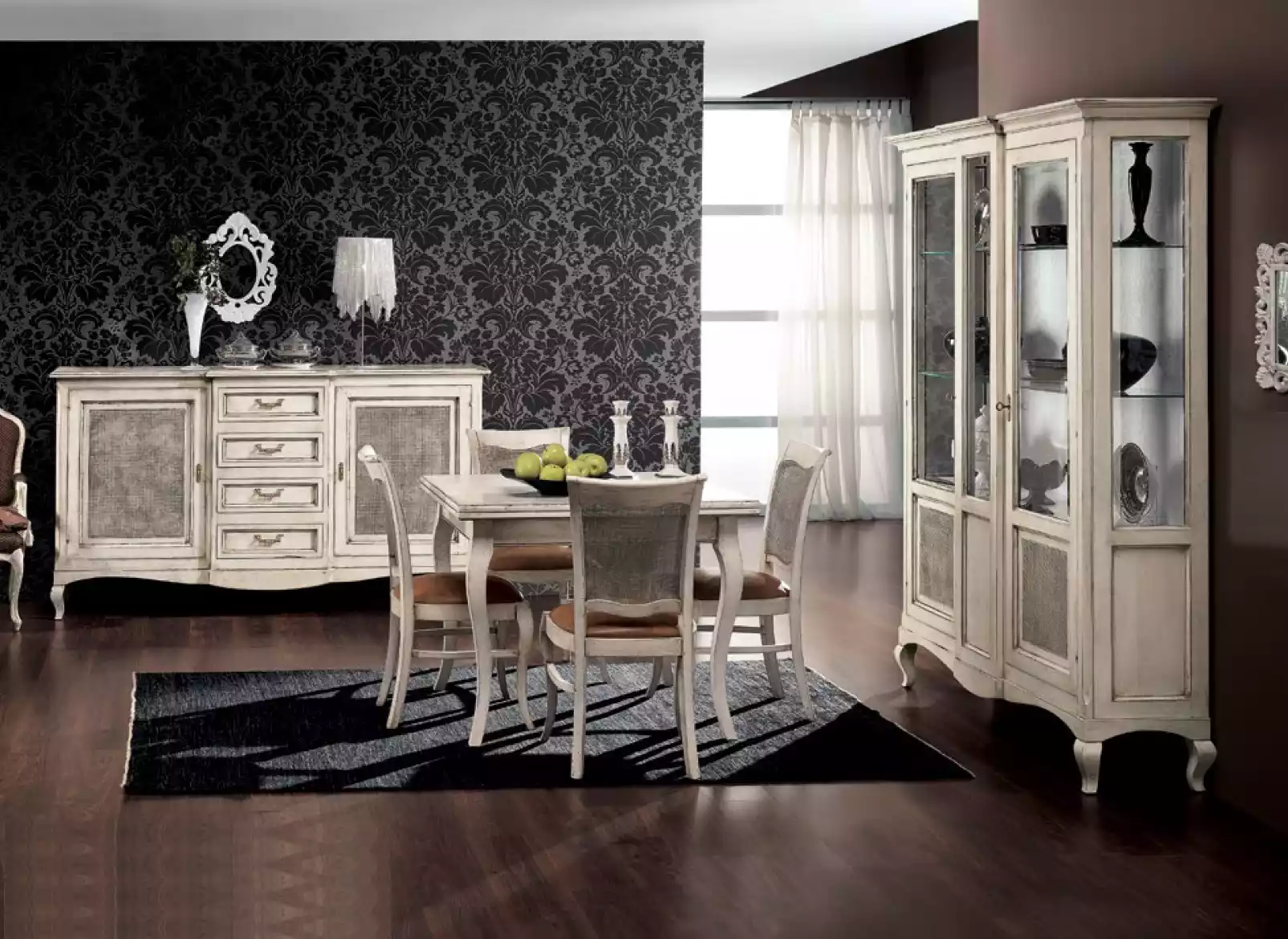 Esszimmer Garnitur Esstisch 4x StÃ¼hle Esszimmer Sideboard Set 7tlg.