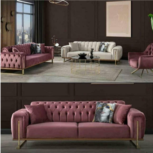 Designer Chesterfield Sofa LuxuriÃ¶se 2x Polster Couchen Wohnzimmer MÃ¶bel