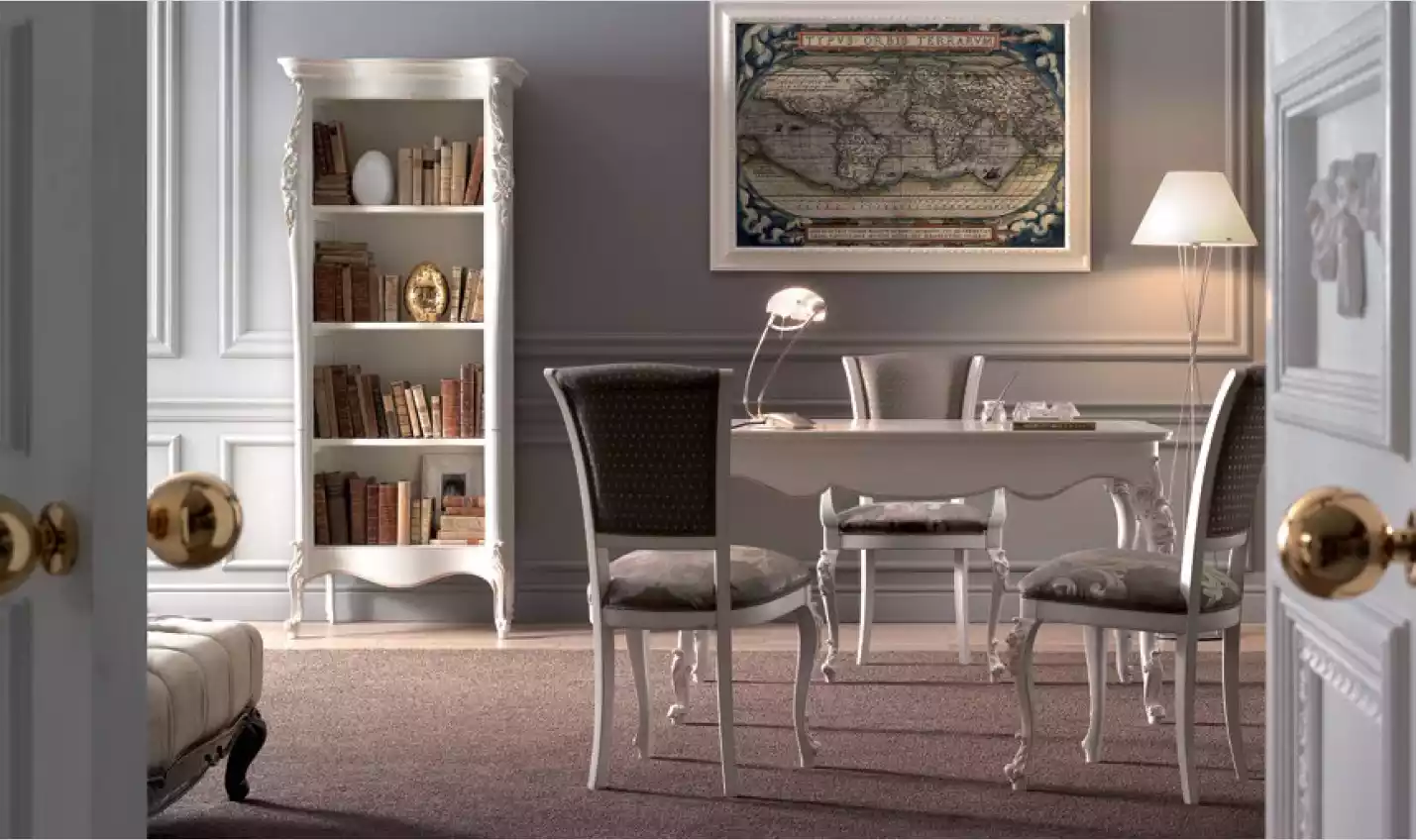 Schreibtisch BÃ¼cherregal Tisch Italienische MÃ¶bel Sessel 3tlg Set
