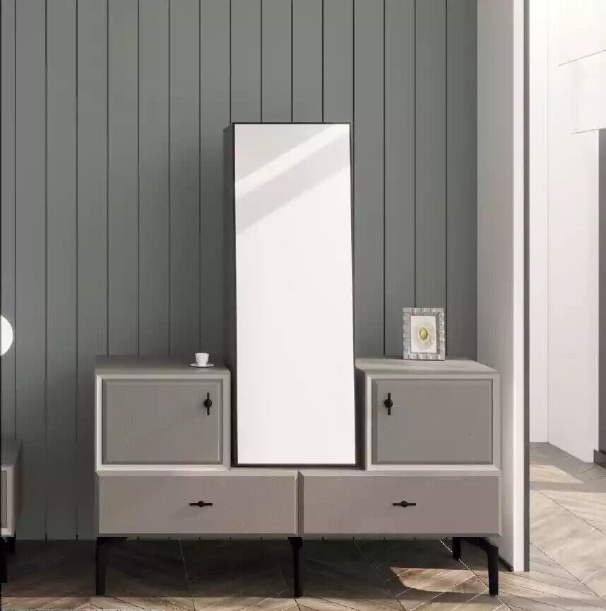 Kommode mit Spiegel fÃ¼r Schlafzimmer grau stilvoll modernes Design