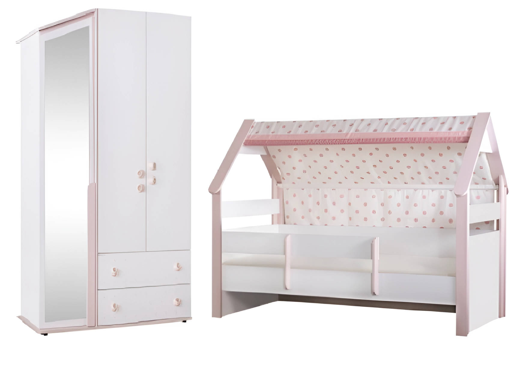 KinderzimmermÃ¶bel - Schrank und Kinderbett Rosa 2tlg Kinderzimer Set
