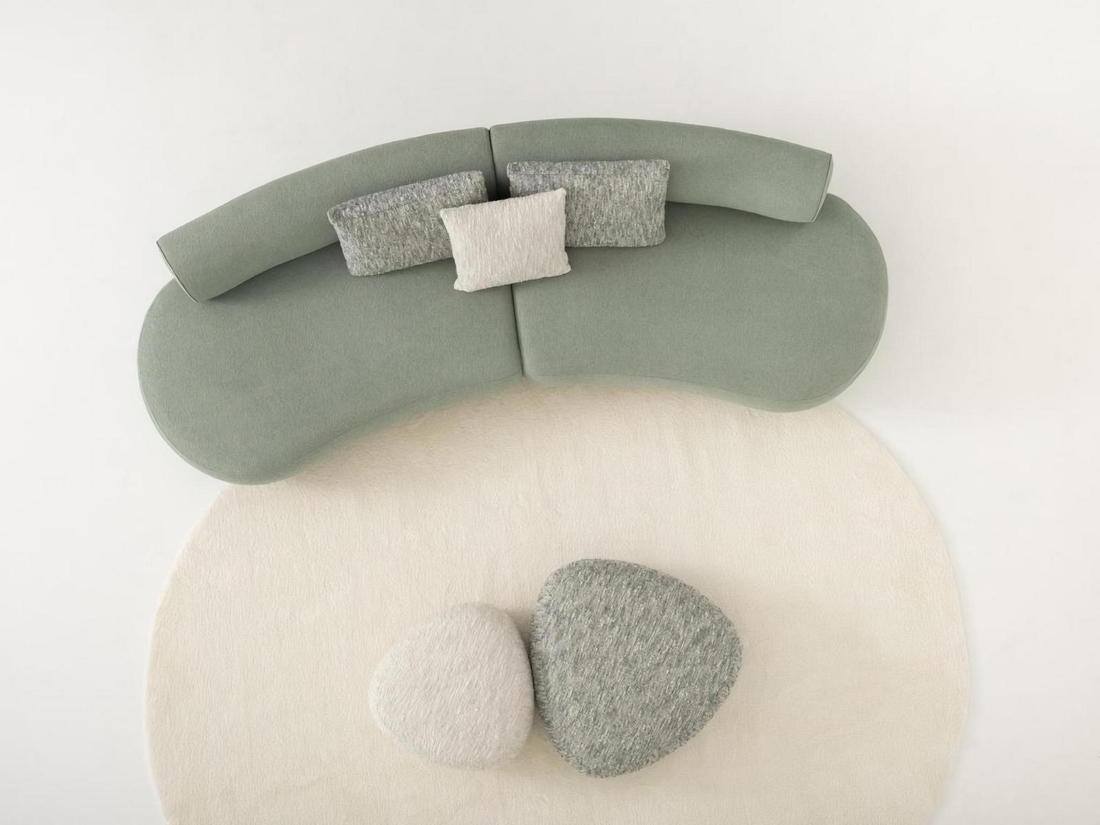 Elegantes grÃ¼nes Wohnzimmer Set aus Stoff und Holz