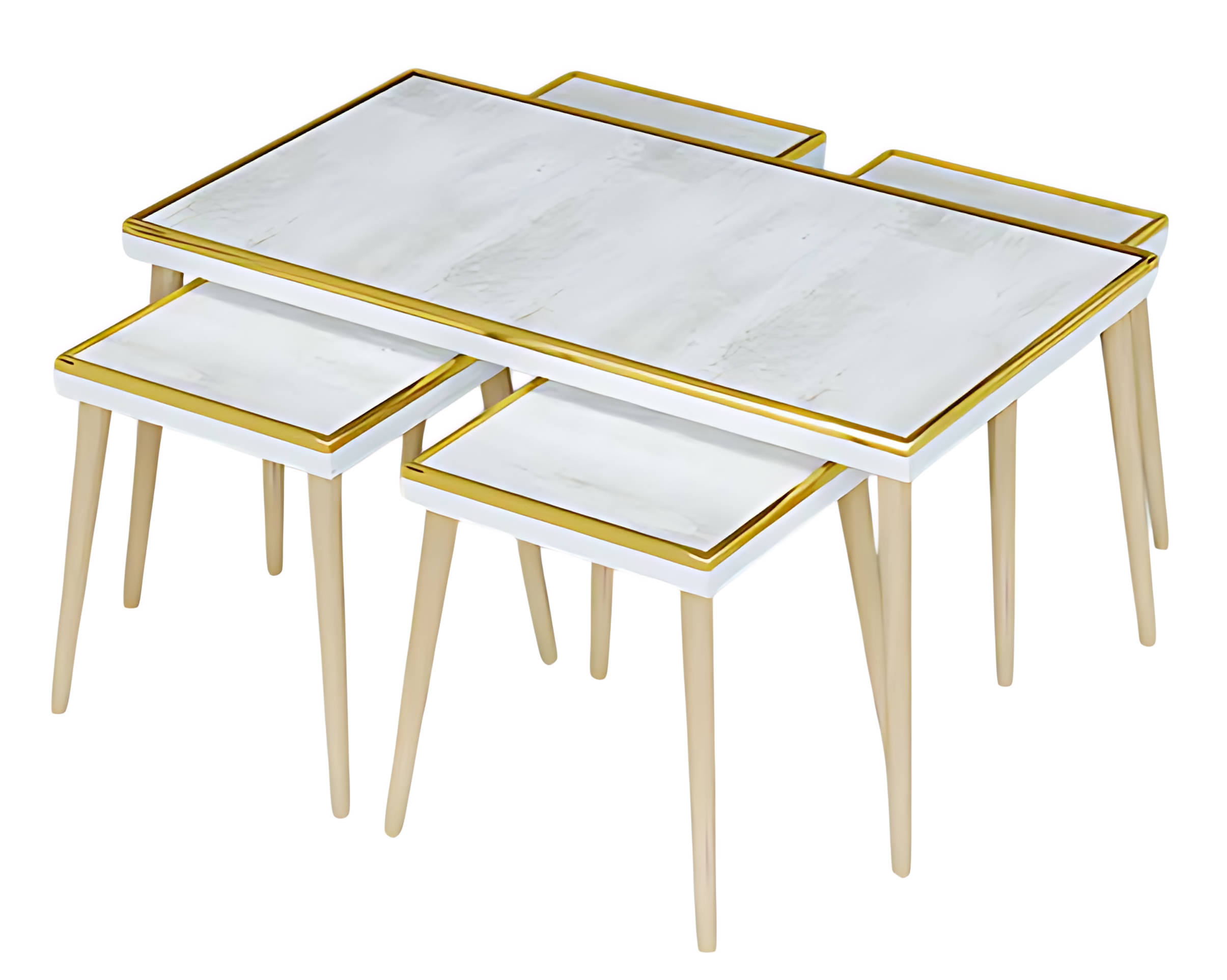 Elegantes Wohnzimmer-Set in WeiÃ aus Holz und Edelstahl