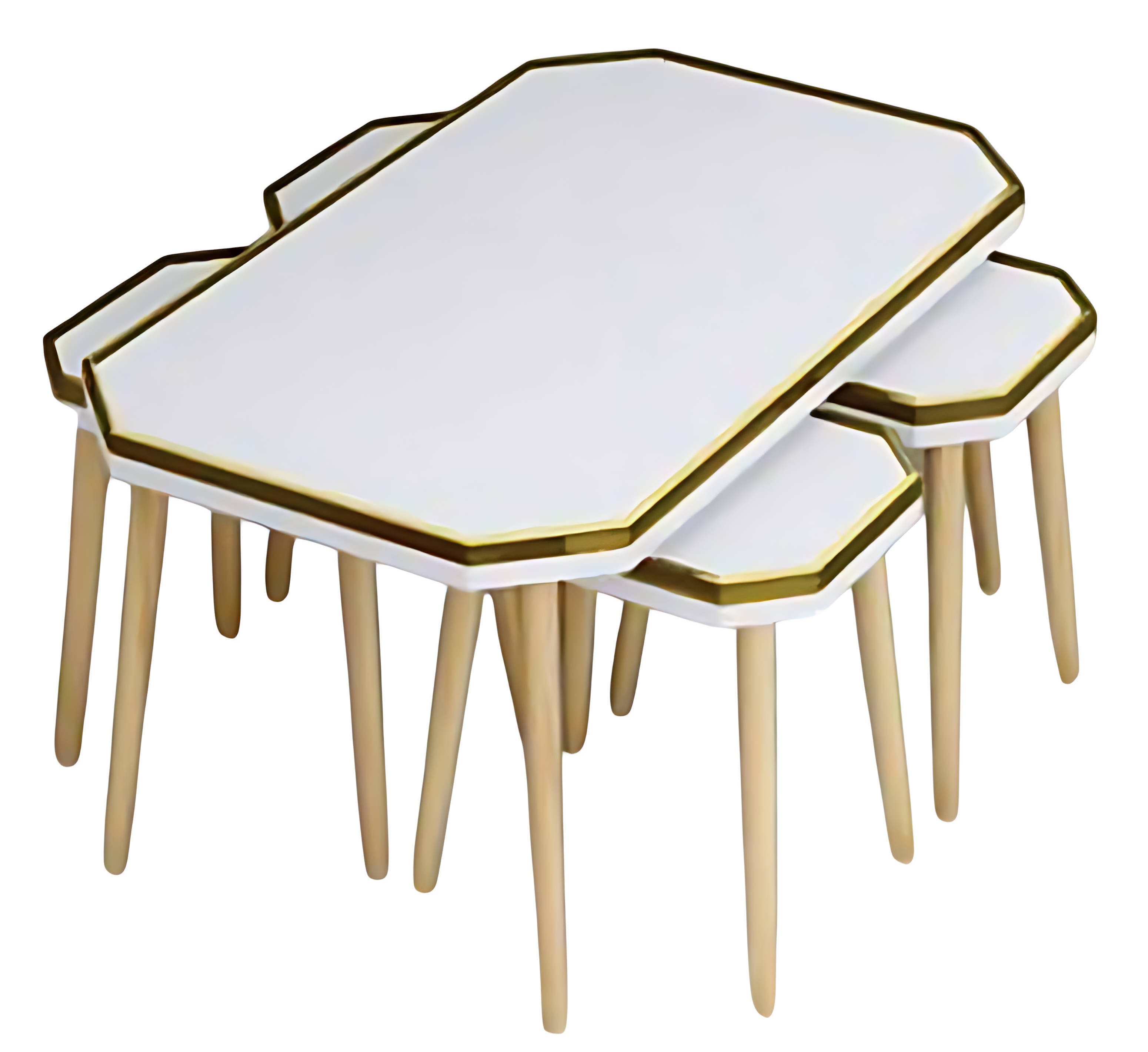 Elegantes weiÃes Wohnzimmer-Set aus Holz und Edelstahl