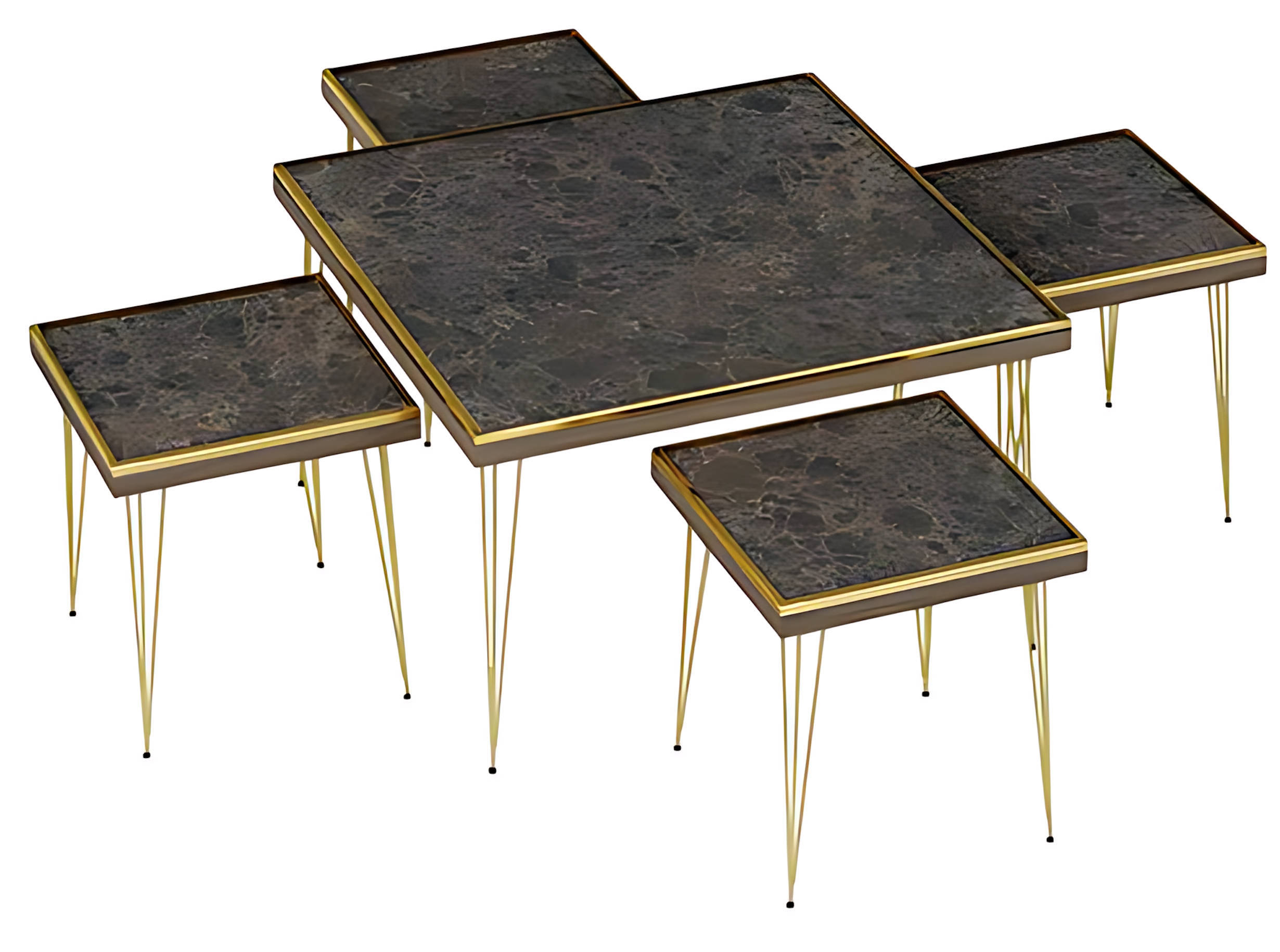 Wohnzimmer-Set in Schwarz aus hochwertigem MDF und Edelstahl