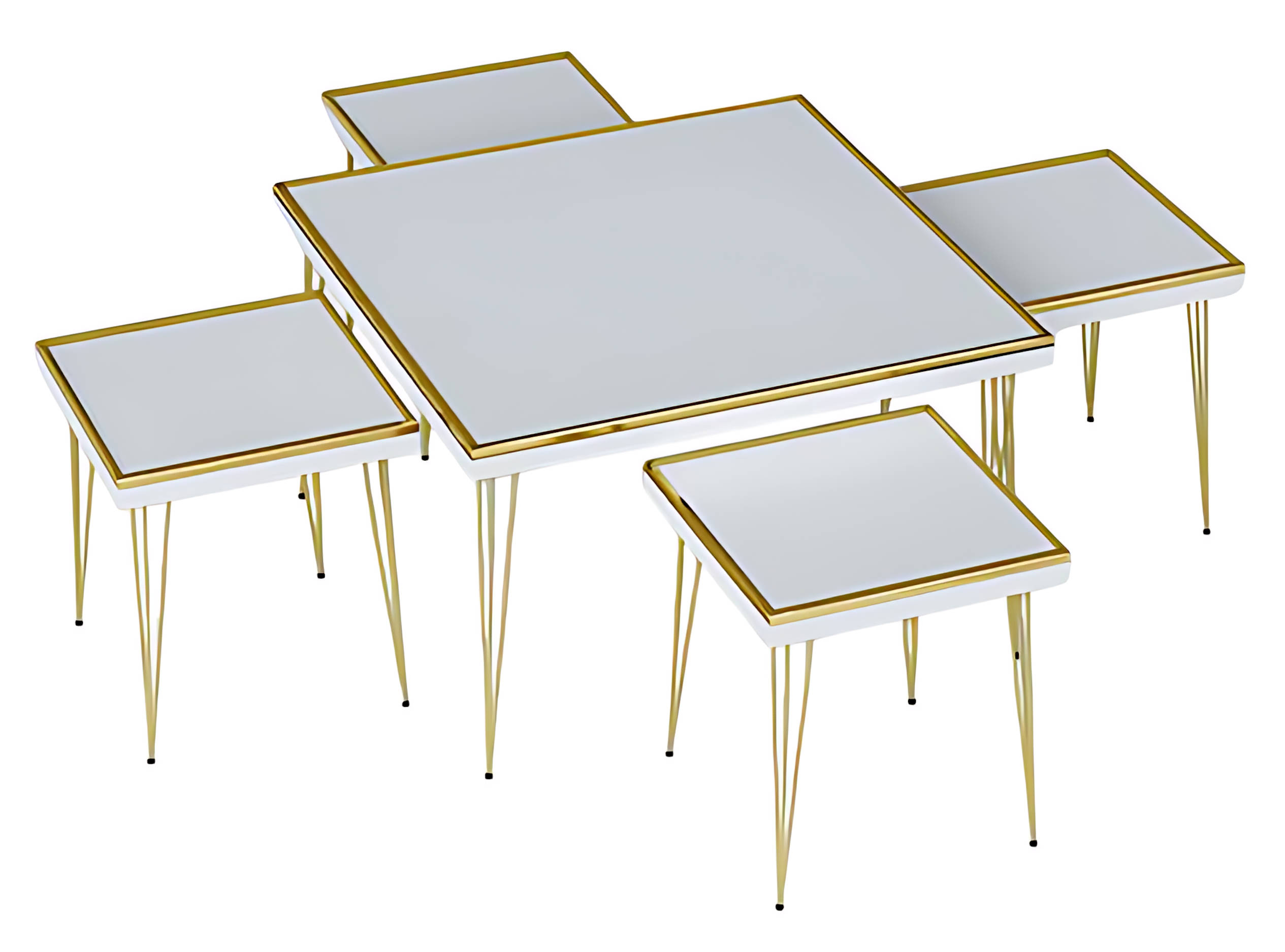Elegantes weiÃes Wohnzimmer-Set aus MDF und Edelstahl