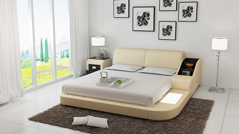 Polster Design Luxus Bett Betten Leder Schlafzimmer 140/160/180 LB8815
