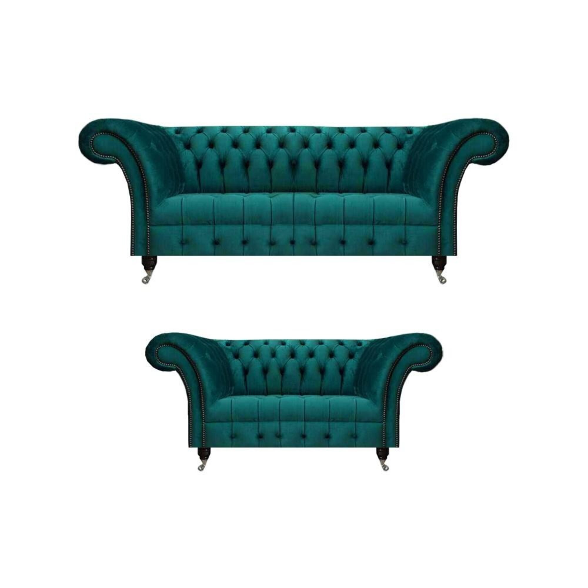 Sofagarnitur 2x Sofas Modern Dreisitze mit Zweisitzer Sofas Design Chesterfield