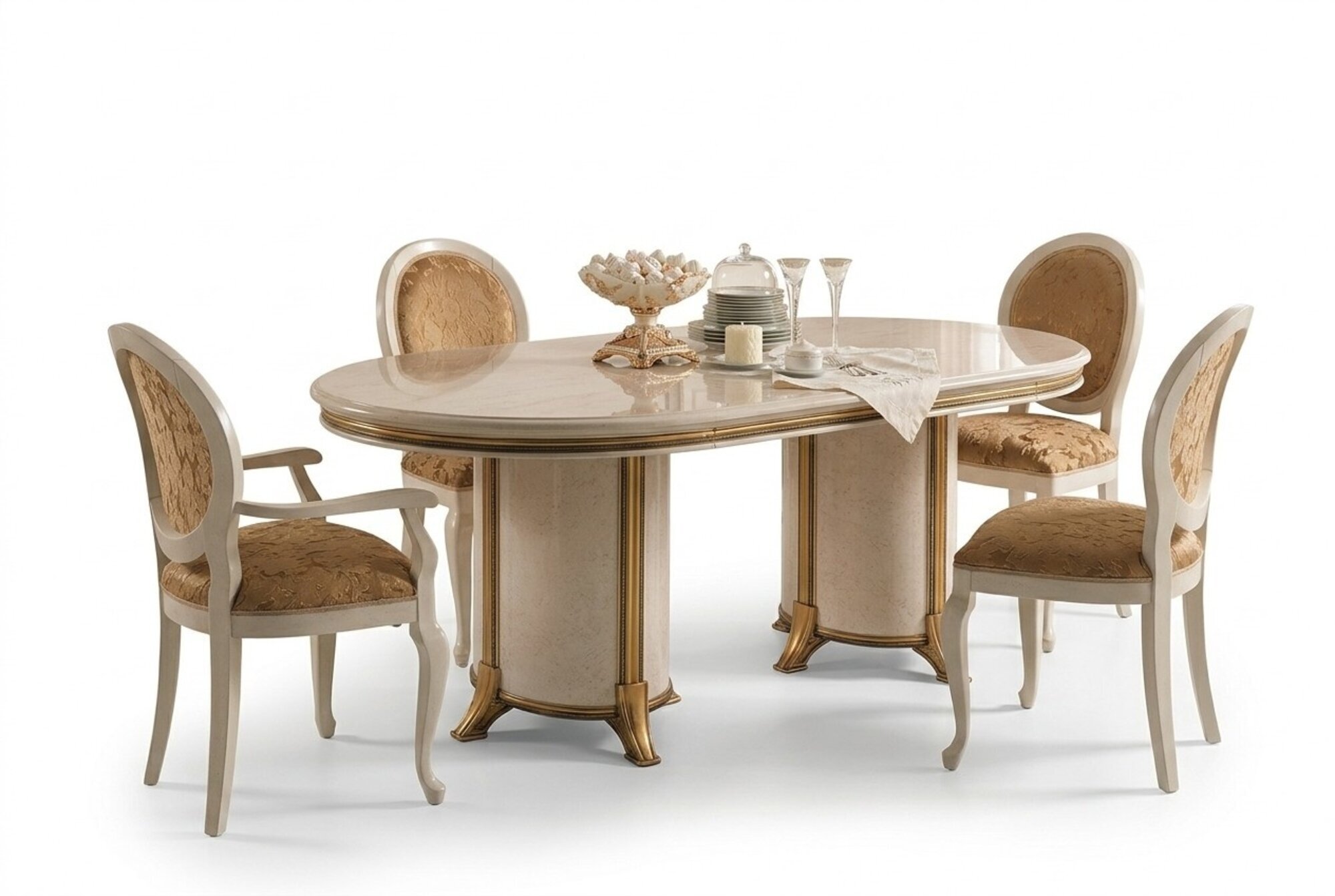 6 StÃ¼hle + Tisch Set KÃ¼che Designer Barock Rockoco klassisch Jugendstil