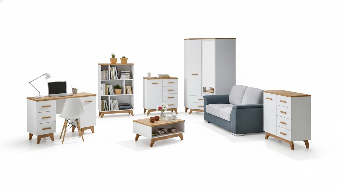 6 tlg. BÃ¼ro Set Garnitur MÃ¶bel Schreibtisch Tisch Kommode Schrank Regal