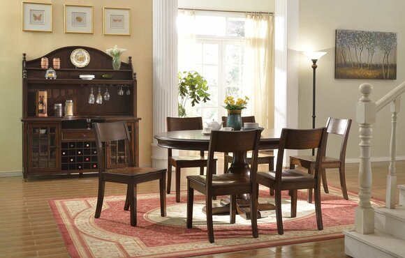 Esszimmer Set 9 tlg.Rund Esstisch 6x StÃ¼hle Anrichte Ess Gruppe Holz Tisch Neu