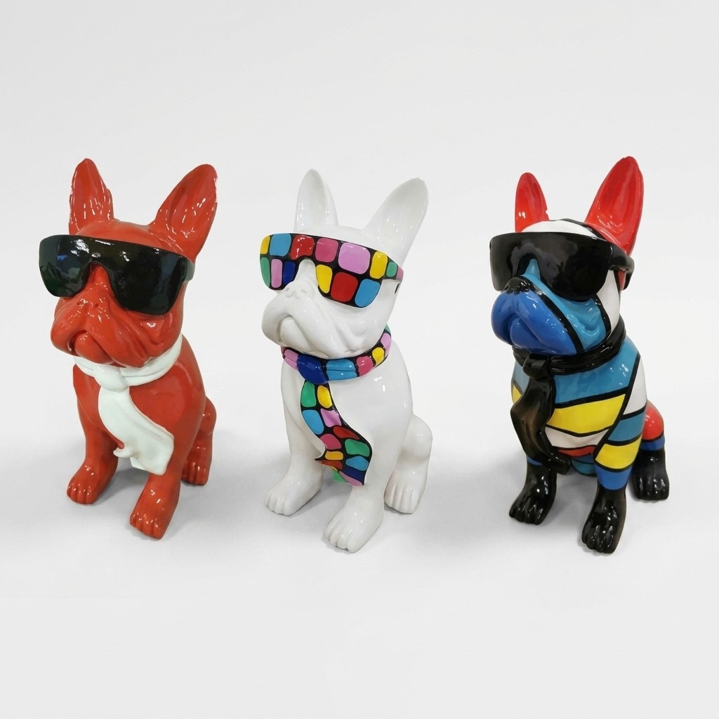 abstrakte hund dog figur figuren statuen moderne bunt bemalt neu 30cm