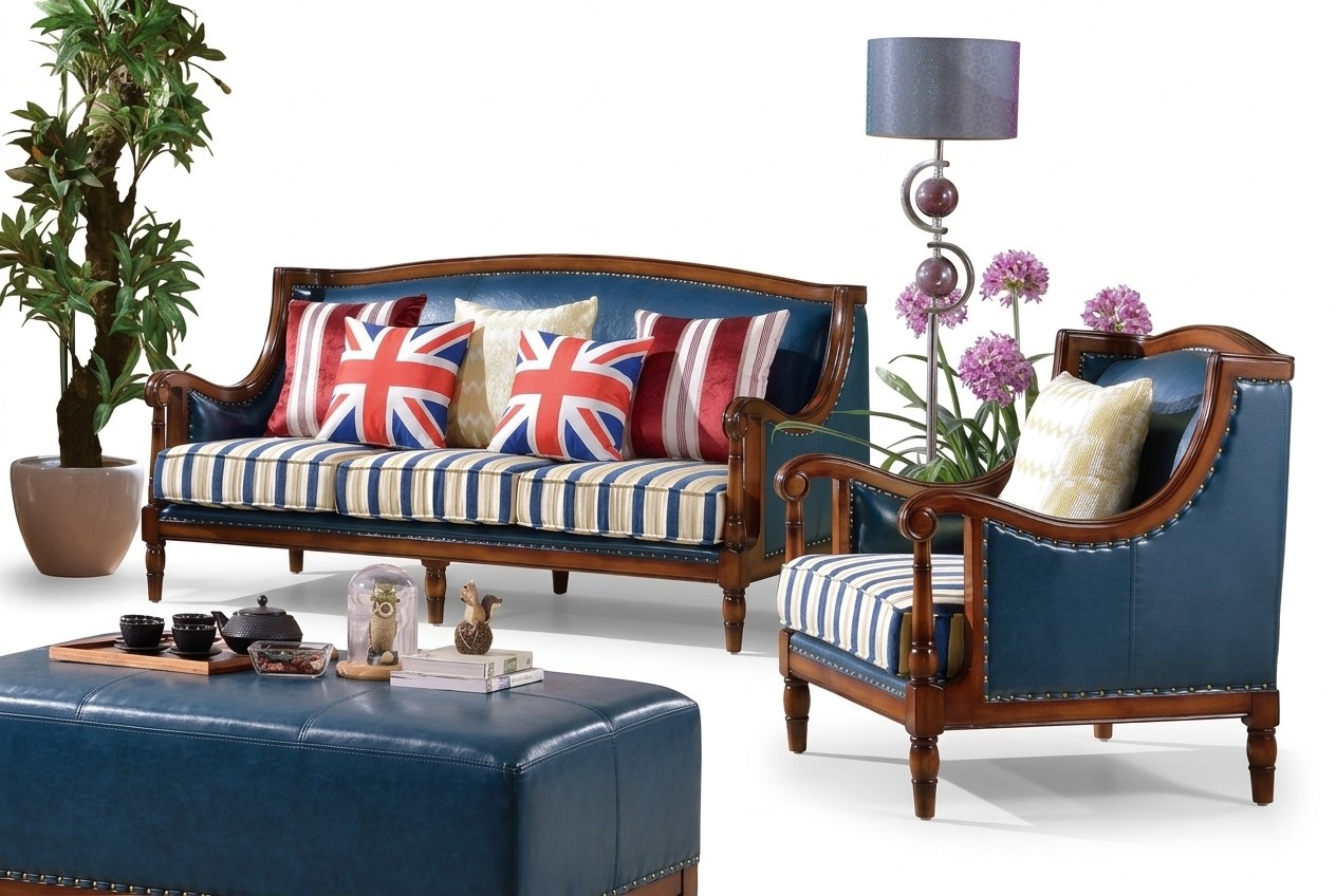 Amerikanische MÃ¶bel Sofagarnitur USA Set 3+1 Sitzer Dreisitzer Sessel