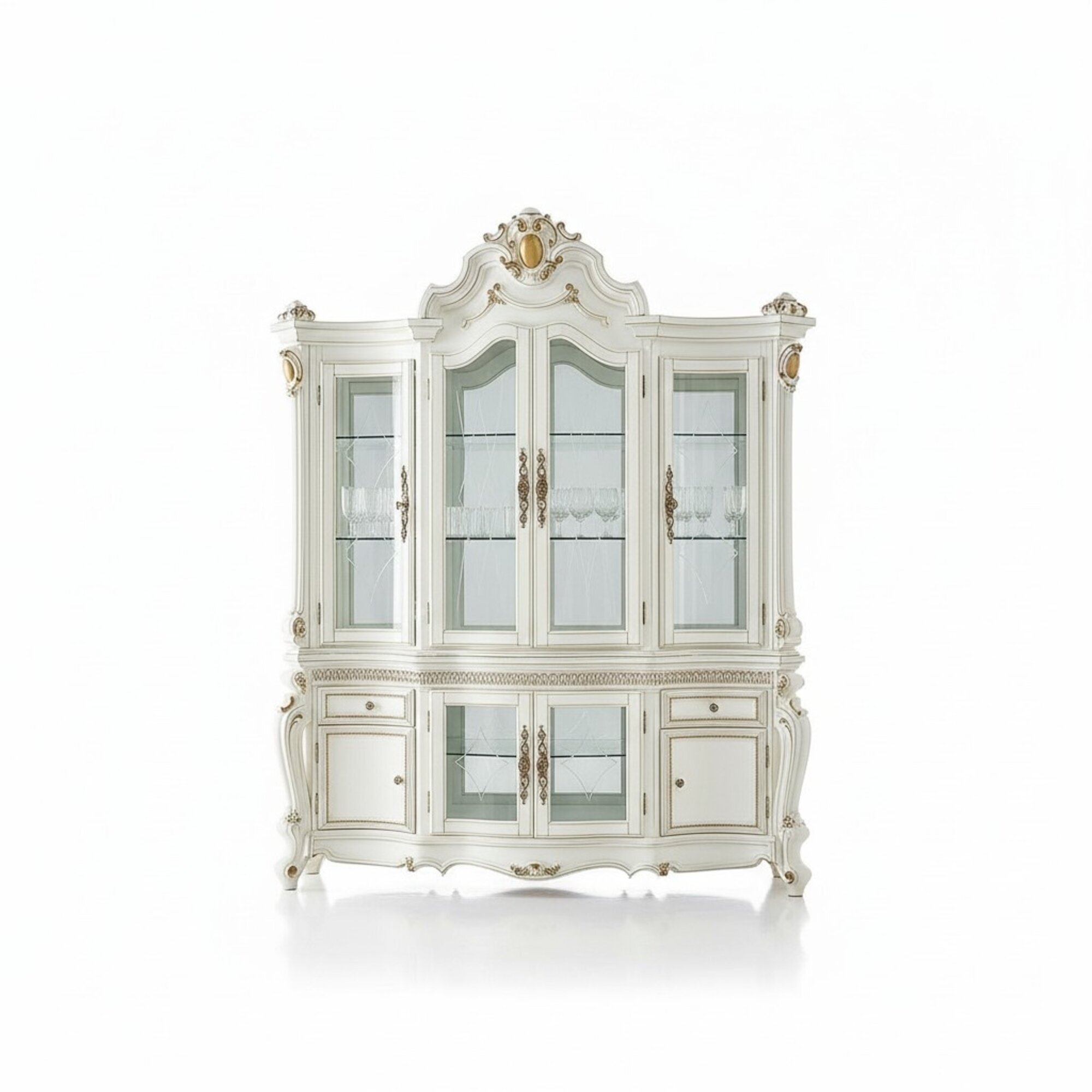 Anrichte Luxus Schaufenster Vitrine Glas Schrank Antik Stil MÃ¶bel Barock