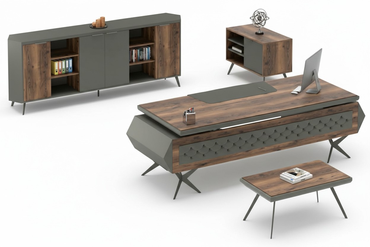 Arbeitstisch Schreibtisch Tisch Sideboard BÃ¼ro Einrichtung 4tlg. Set MÃ¶bel