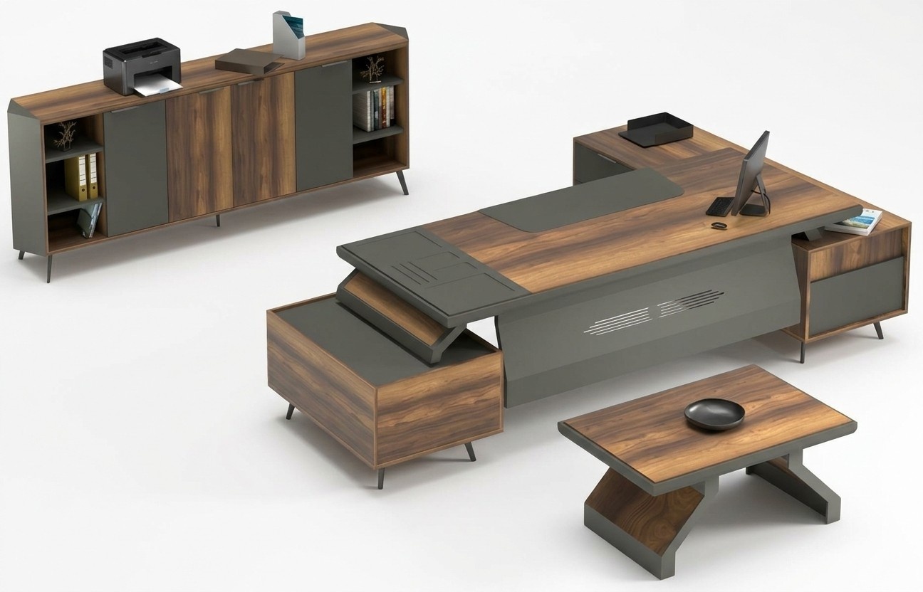 Arbeitstisch Schreibtisch Tisch Sideboard BÃ¼ro Einrichtung 3tlg. Set MÃ¶bel