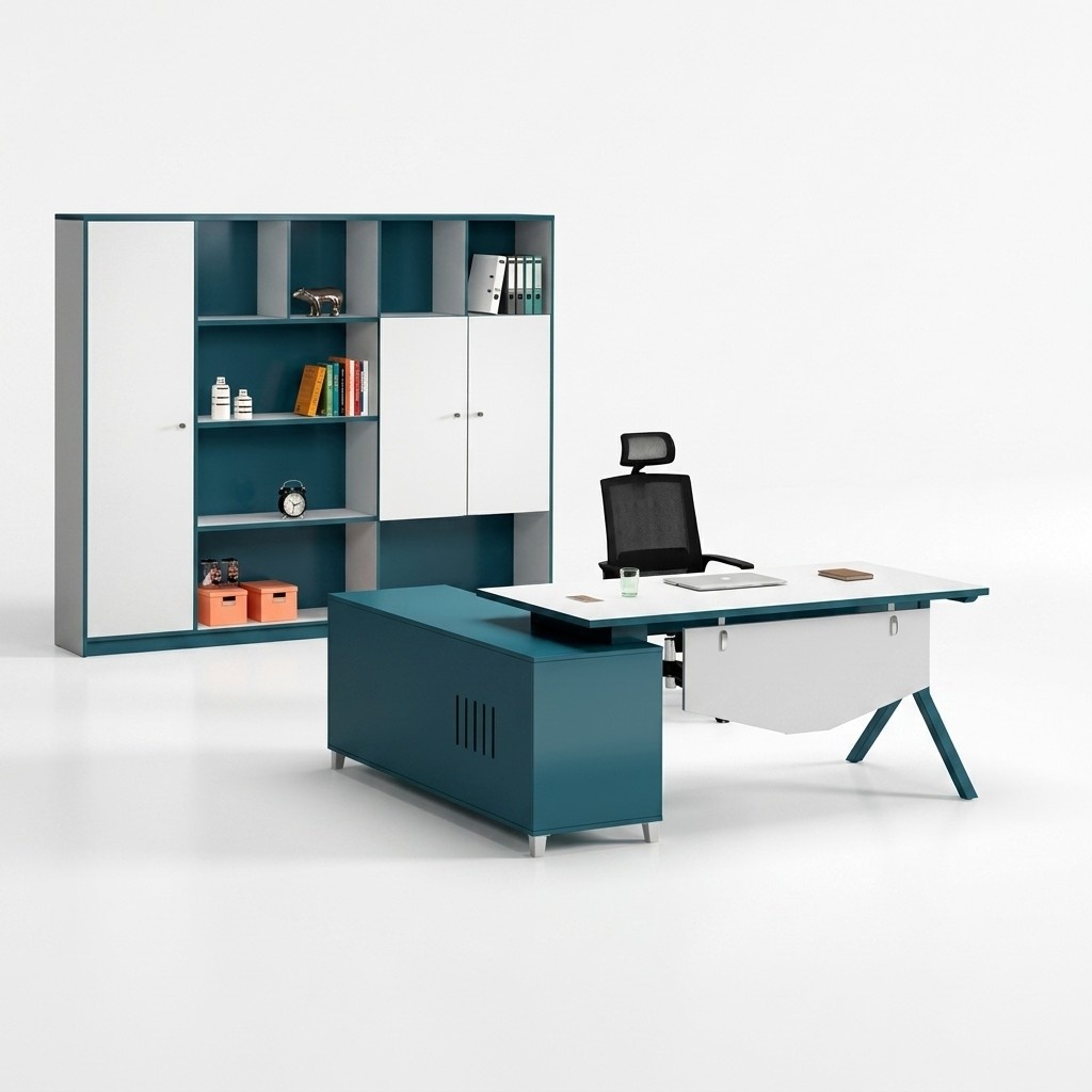 Arbeitszimmer Blau-WeiÃer Schreibtisch Designer Holz Tisch Edle MÃ¶bel