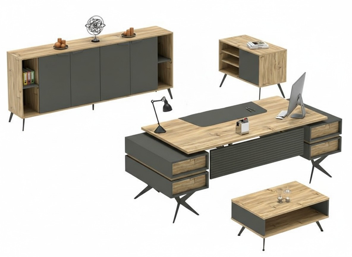 Arbeitszimmer Couchtisch Tisch Sideboard Kommode Beige BÃ¼roeinrichtung