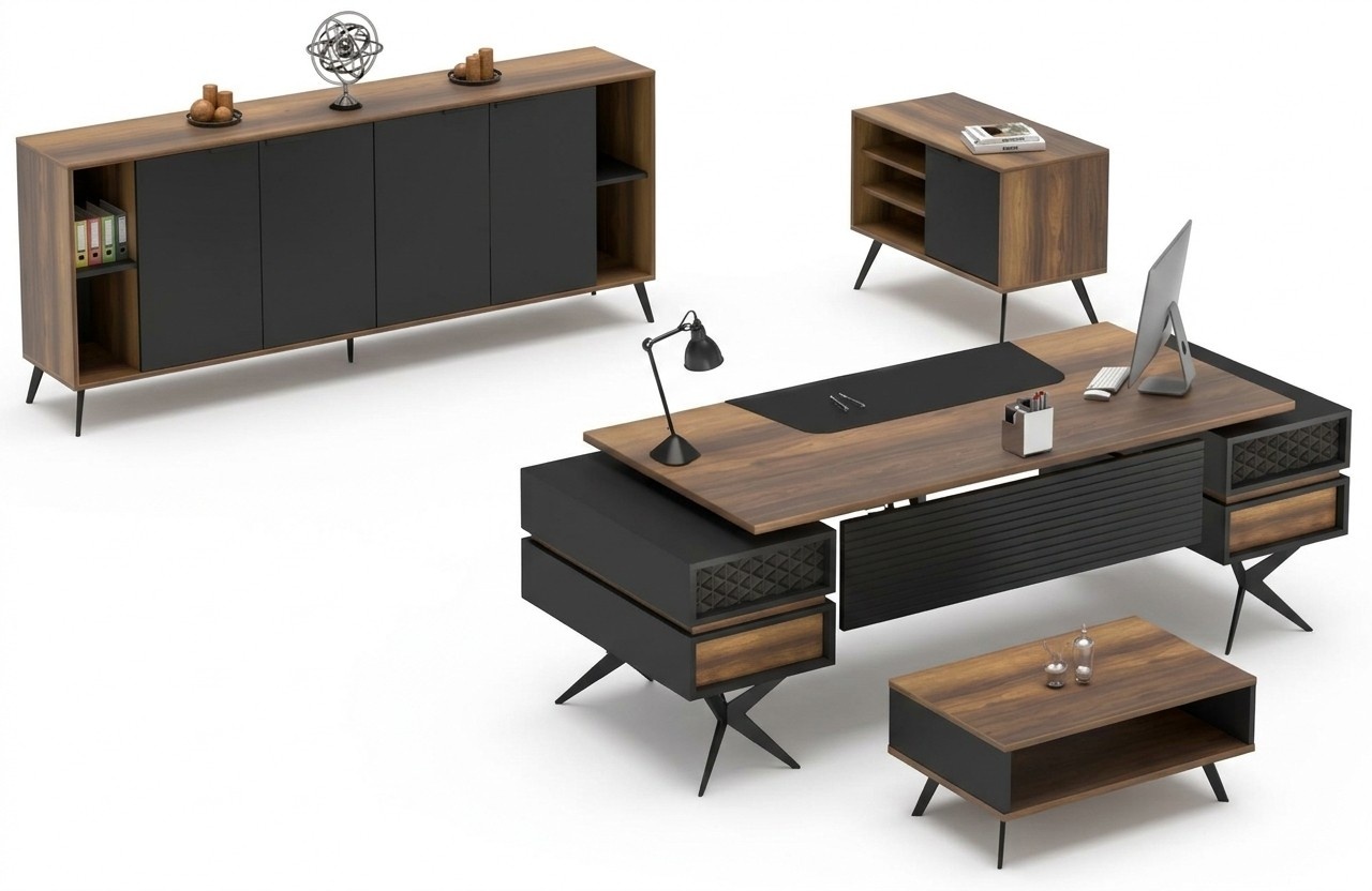 Arbeitszimmer Set Couchtisch Tisch Sideboard Kommode BÃ¼roeinrichtung