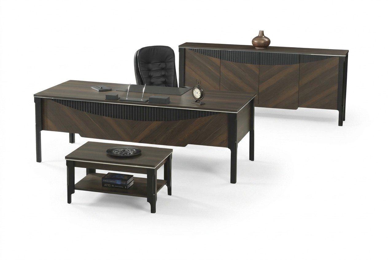 Arbeitszimmer Set Schreibtisch Sideboard Couchtisch BÃ¼romÃ¶bel Braun