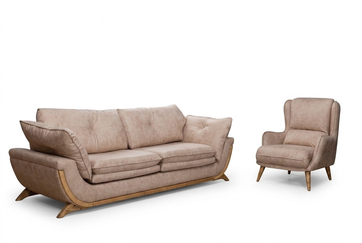 Beige Sitzgarnitur Luxus Sofas Designer Sofagarnitur 3+1 Sitzer MÃ¶bel