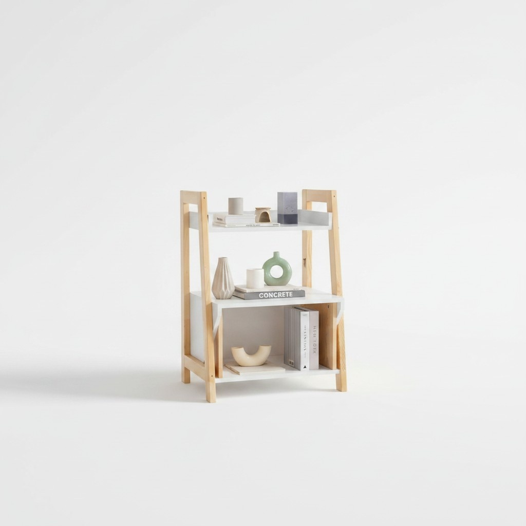 Beige-WeiÃes BÃ¼cherregal Ablagenregal Hochwertige Holz Beistellkommode