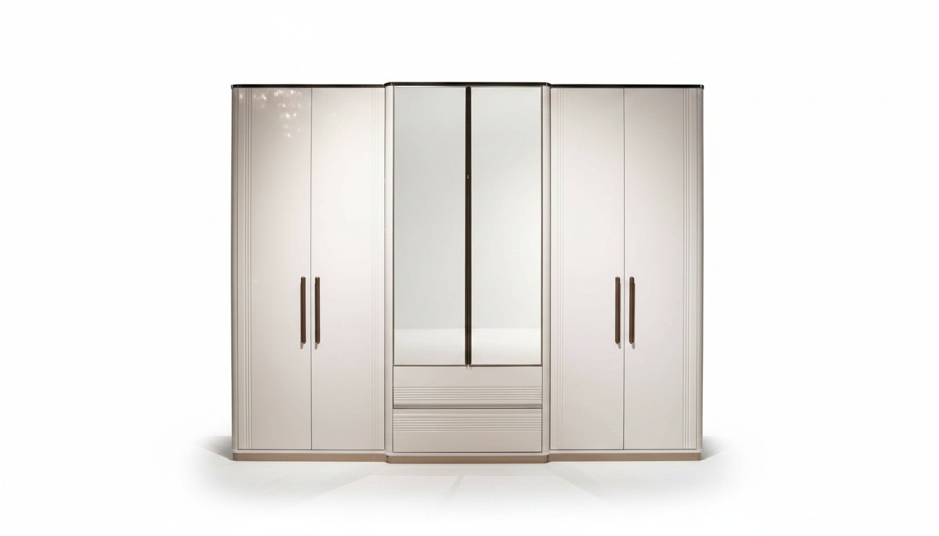 Beiger Kleiderschrank aus Holz modern eleganter Stauraum