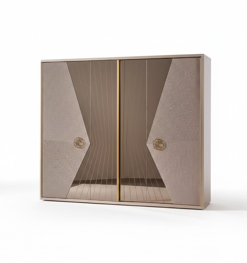 Beiger Kleiderschrank HolzschrÃ¤nke Schlafzimmer MÃ¶bel Edelstahlschrank