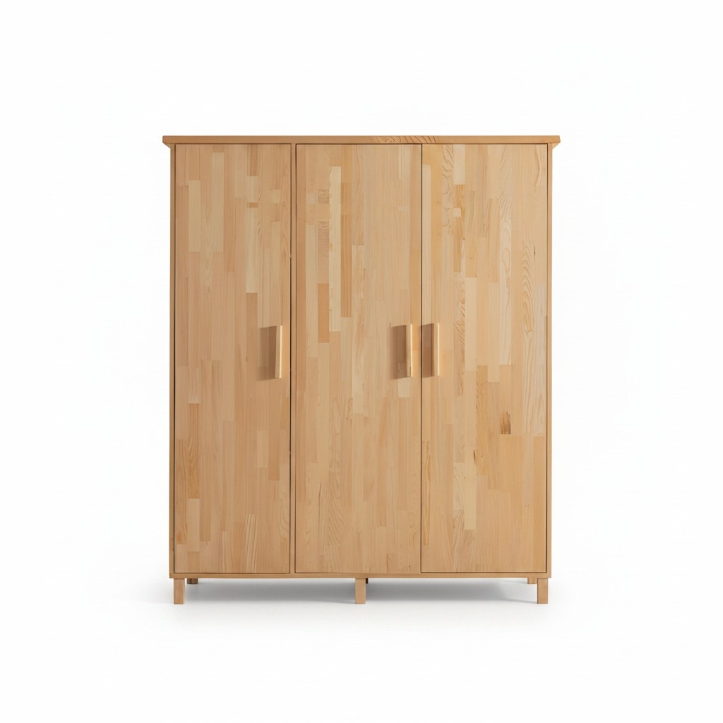 Beiger Schlafzimmer Edler Kleiderschrank Designer 3-tÃ¼rige Holz SchrÃ¤nke
