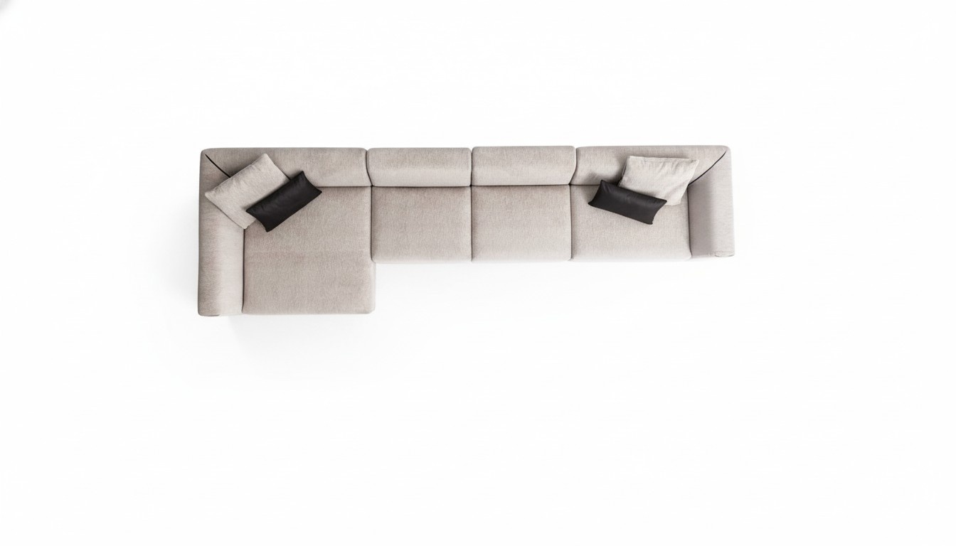 Beiges L-fÃ¶rmiges Ecksofa Wohnzimmer Couch Textil Desginer Moderne