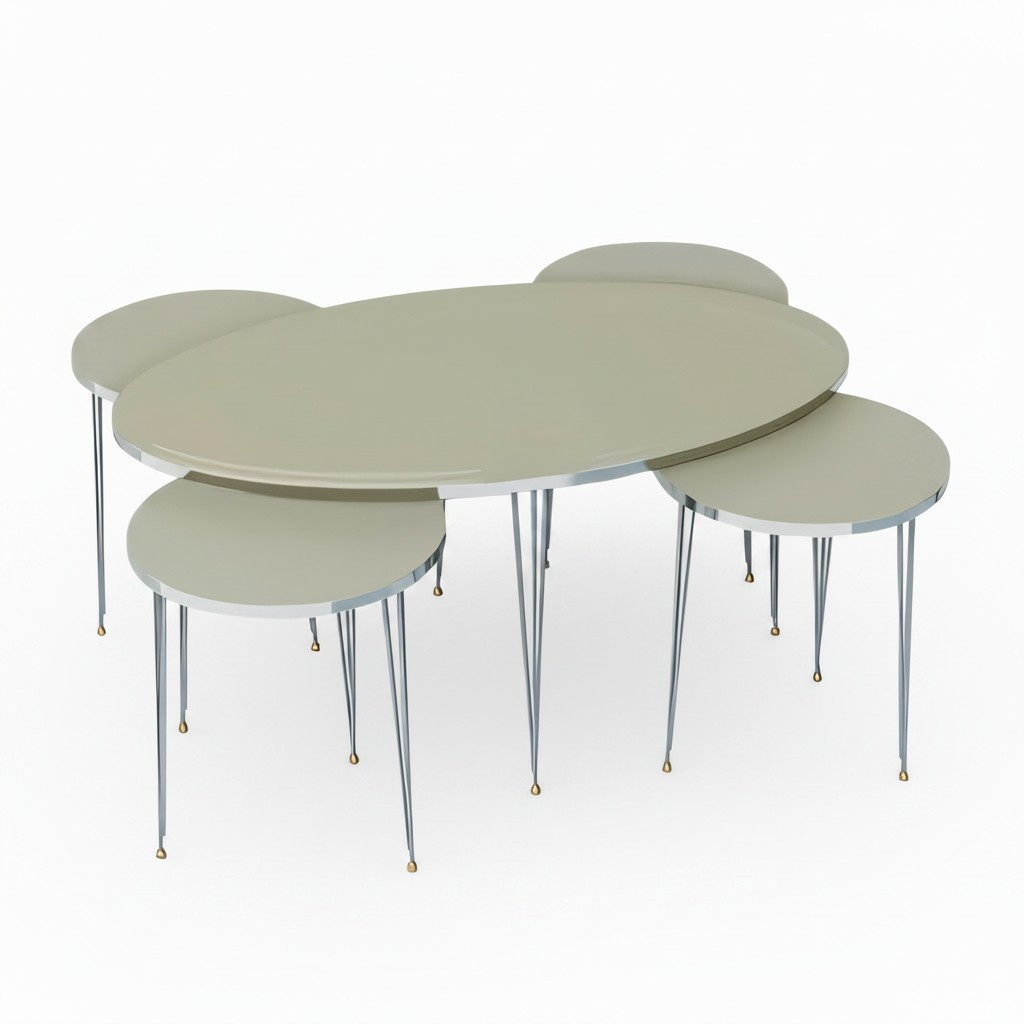 Beistelltische Holzbeige modern elegant Set aus 4 StÃ¼ck