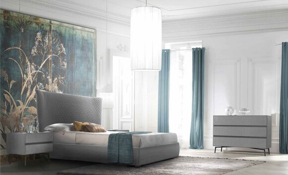 Luxus Schlafzimmer Bett Designer MÃ¶bel Doppelbett Grau Textil Betten Holz Neu