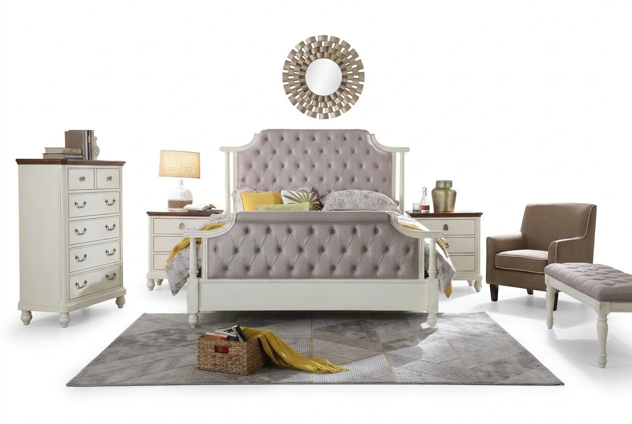 Schlafzimmer Set Bett 2x Nachttisch 3tlg. Betten GrÃ¼nder Zeit Luxus Chesterfield