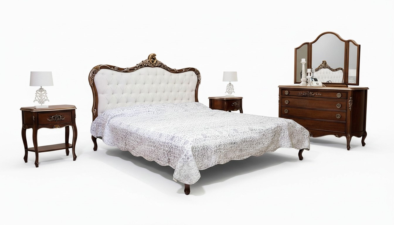 Bett 2x Nachttisch 3 StÃ¼ck Schlafzimmer Set Design MÃ¶bel Modern Set