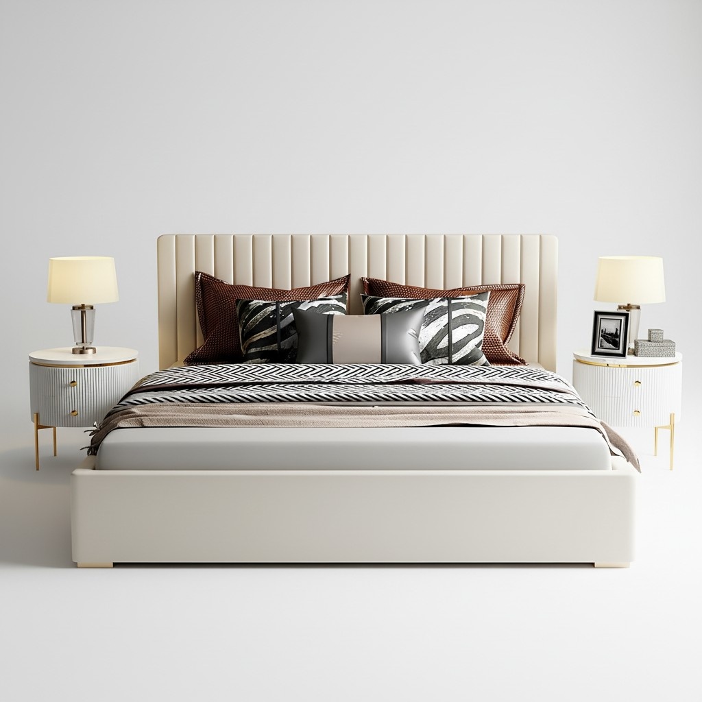 Bett 2x Nachttisch 3 tlg. Schlafzimmer Design Set Modern Luxus Bettgestellt