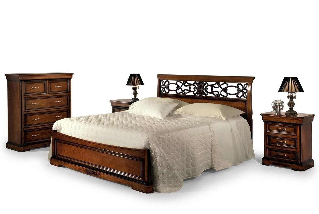 Bett 2x Nachttisch Schlafzimmer Set Betten Komplett Holz Barock 3tlg.