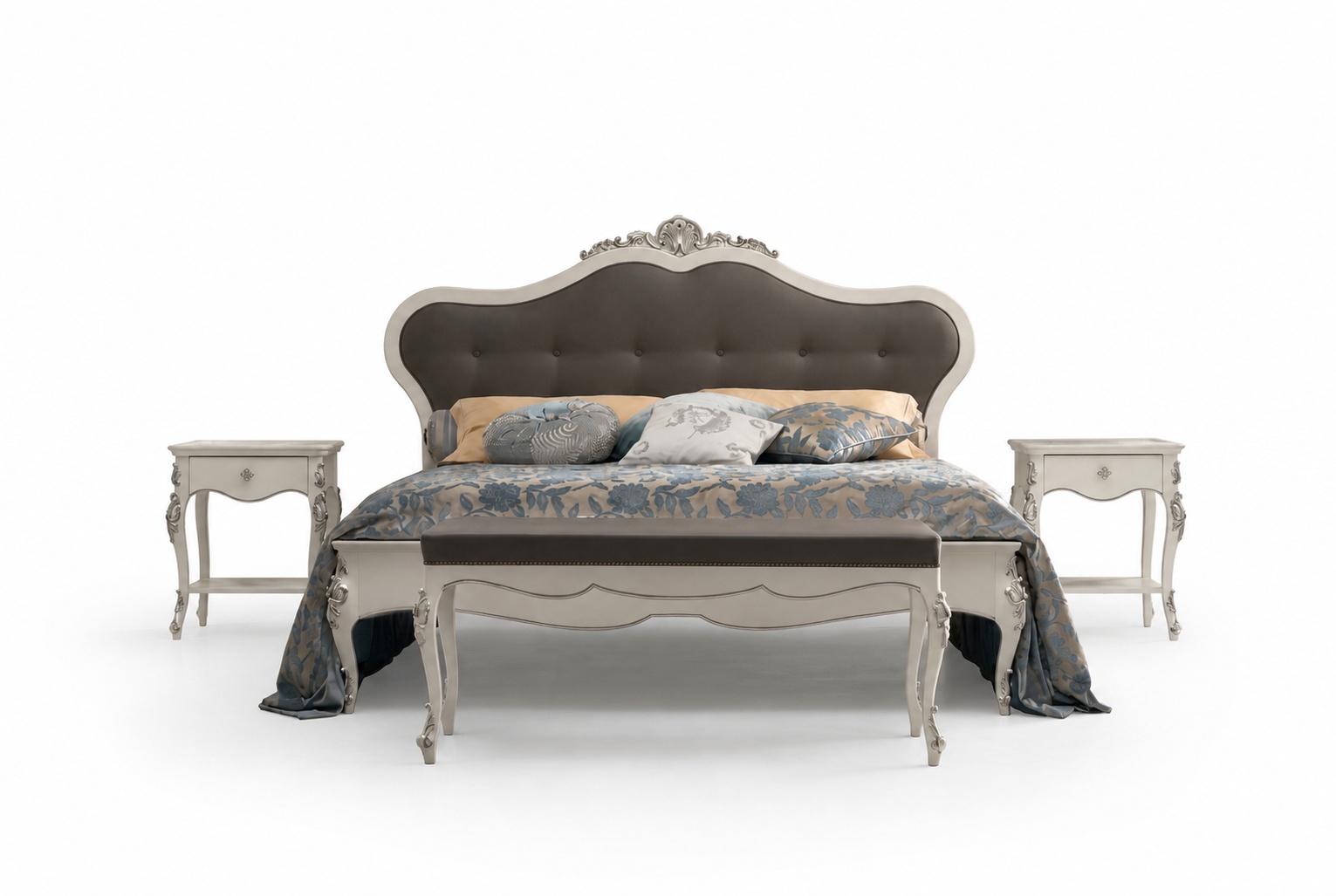 Bett 2x Nachttische Luxus Betten MÃ¶bel 4tlg Holz Klassisch Schlafzimmer