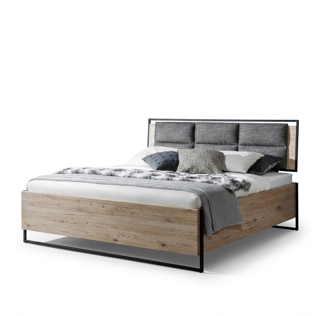 Bett Beige Loft Design Modern Doppel Betten Schlafzimmer Elegantes MÃ¶bel Neu