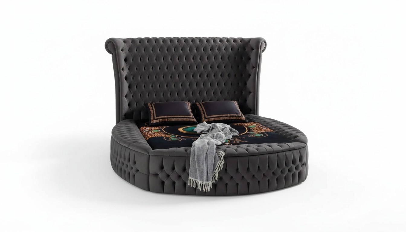 Bett Chesterfield Polsterbett Luxus Schlafzimmer Design Betten Textil Samt Neu