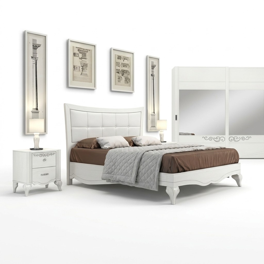 Bett Doppelbett Betten Polster Holz Designer Doppel Bettrahmen WeiÃ Bettgestelle
