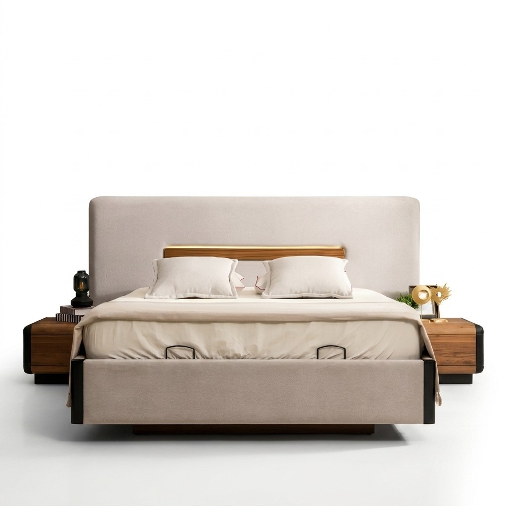 Bett MÃ¶bel Design Betten Doppelbett Luxus Schlafzimmer Textil Holz Neu