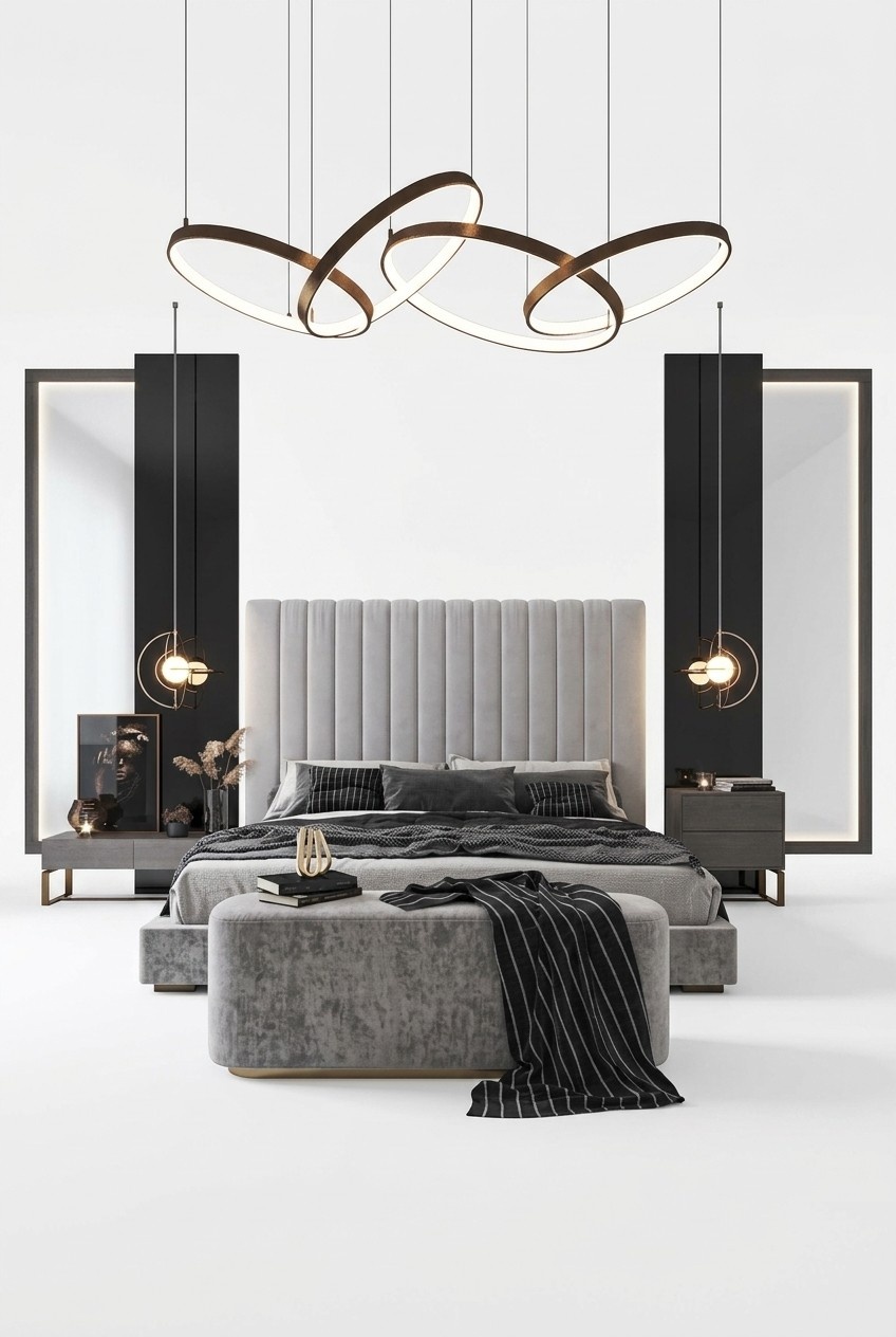 Bett MÃ¶bel Grau Schlafzimmer MÃ¶bel Design Betten Luxus MÃ¶bel Modern Holz
