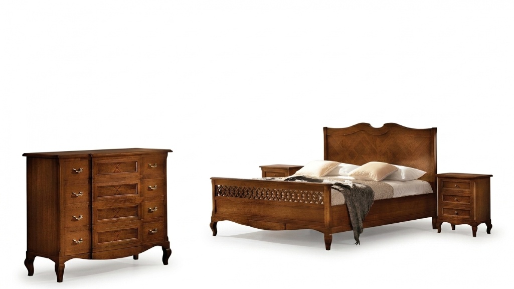 Bett Nachttisch Kommode 4tlg. Schlafzimmer Set Design Klassisch Luxus Betten