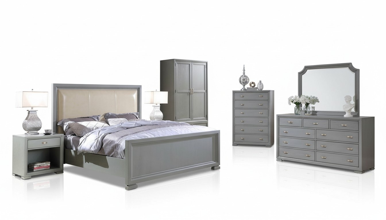 Bett Nachttisch Kommode 6 tlg. Schlafzimmer Set Design Moderne Luxus