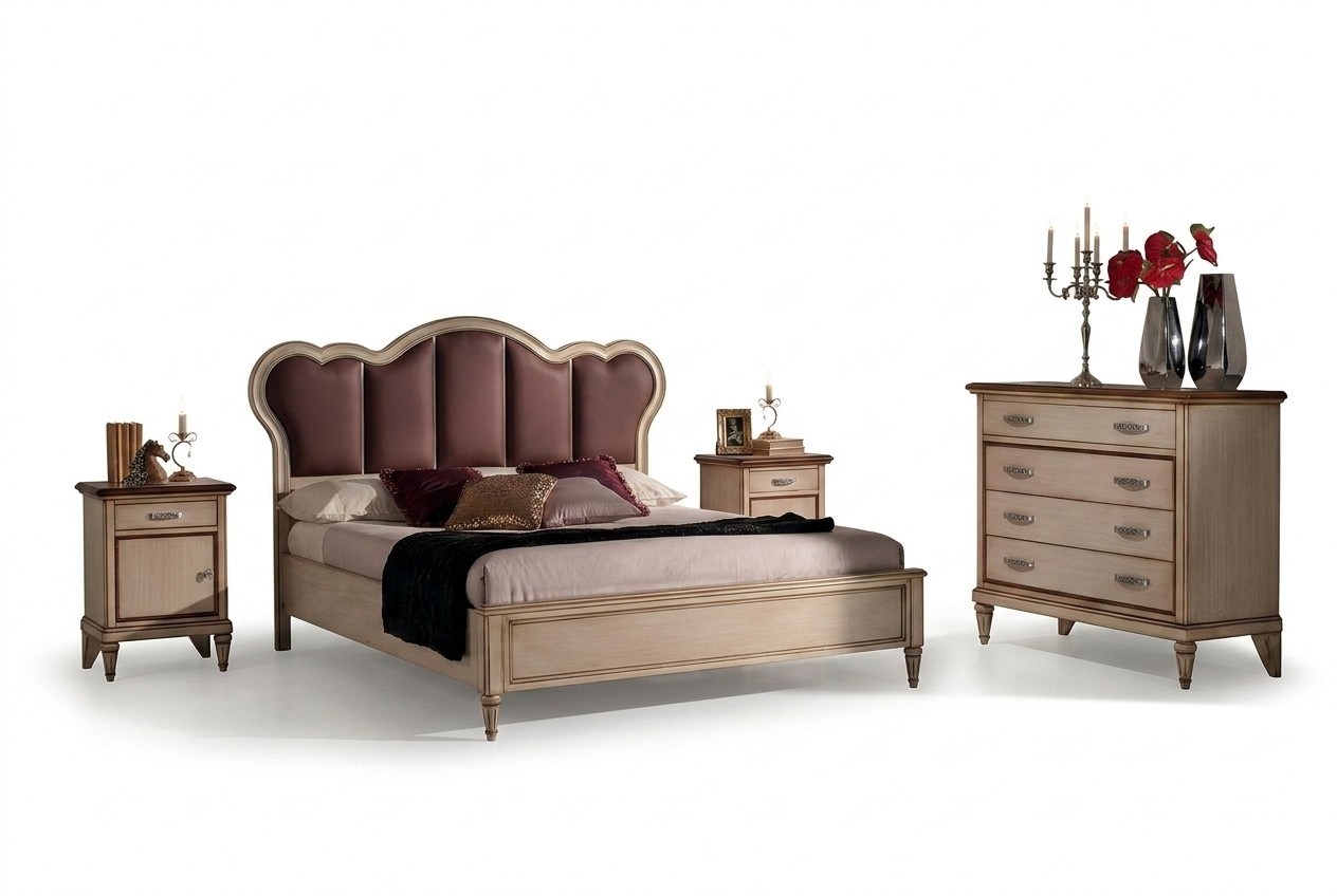 Bett Nachttisch Kommode Schlafzimmer Set Design Klassisch Luxus Betten